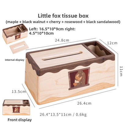 Creative Toast Shape Solid Wood Tissue Box Home Decoration