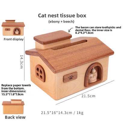 Creative Toast Shape Solid Wood Tissue Box Home Decoration