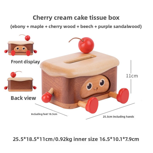Creative Toast Shape Solid Wood Tissue Box Home Decoration