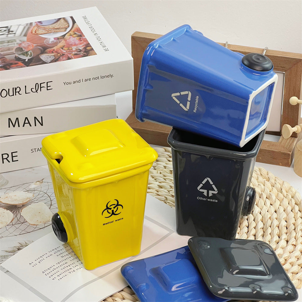 Creative Trash Can Design Ceramic Mug