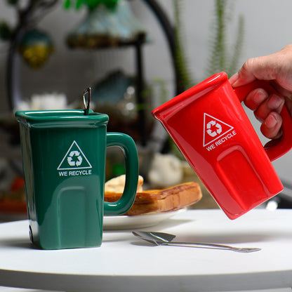 Creative Trash Can Shape Ceramic Mug