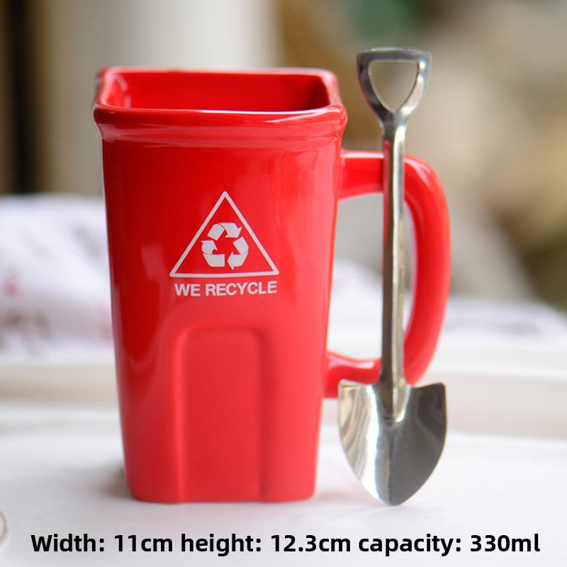 Creative Trash Can Shape Ceramic Mug