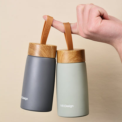 Creative Wood Grain Lid Stainless Steel Vacuum Insulated Cup