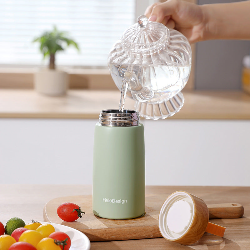 Creative Wood Grain Lid Stainless Steel Vacuum Insulated Cup