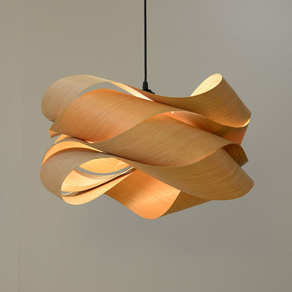 Creative Wood Veneer Chandelier LED Hanging Light