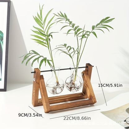 Creative wooden frame hydroponic glass tabletop ornaments
