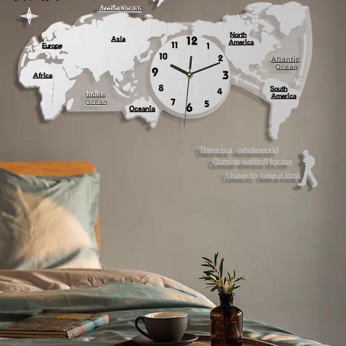 creative world map wall clock