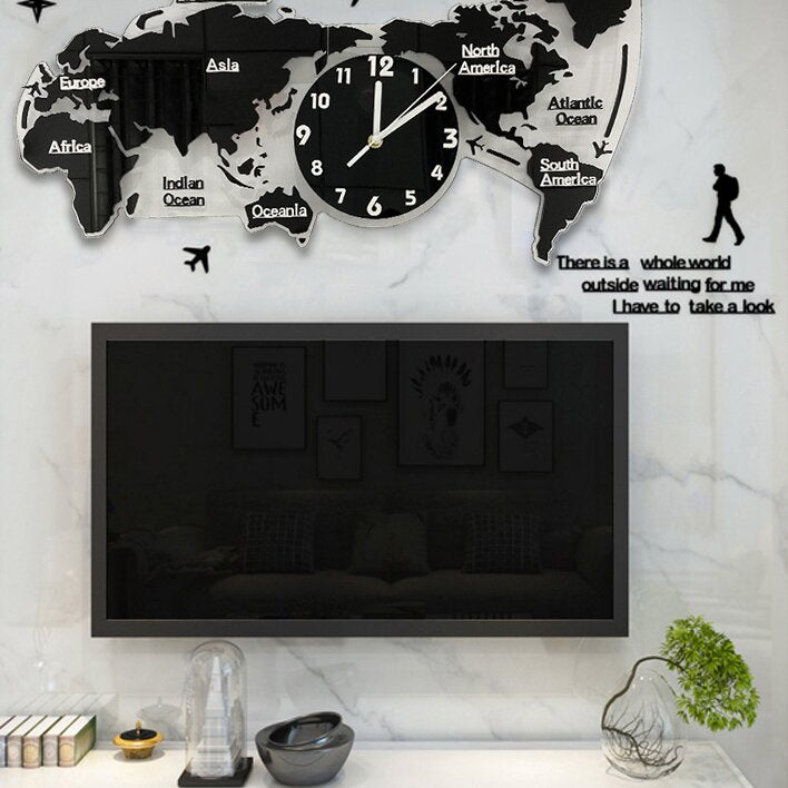 creative world map wall clock