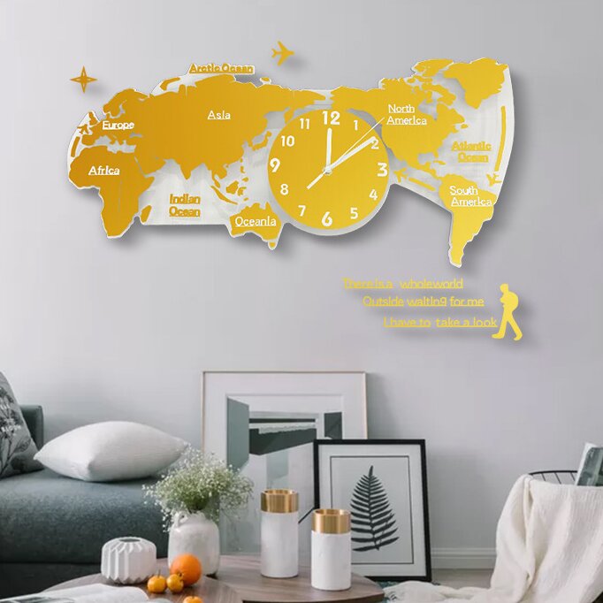 creative world map wall clock