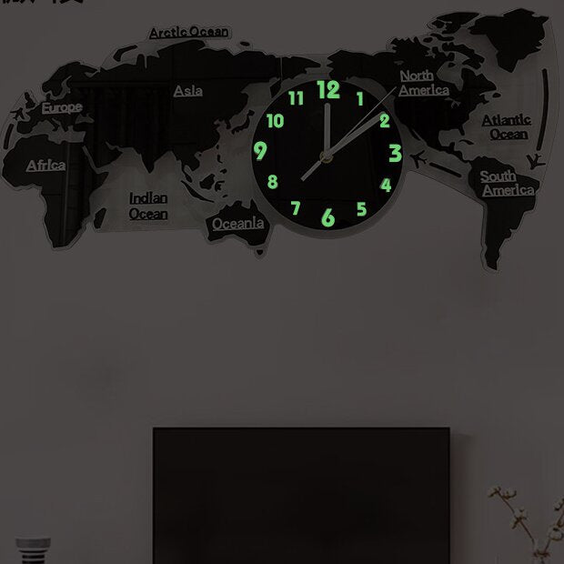 creative world map wall clock