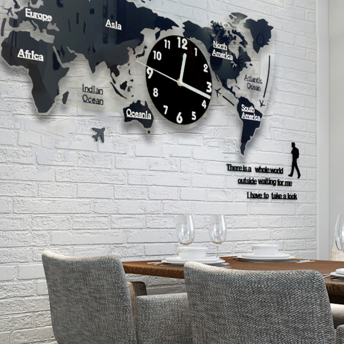 creative world map wall clock