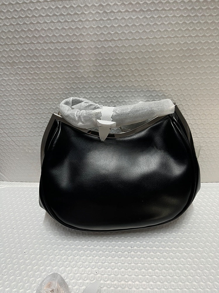 Crescent Leather Crossbody Bag with Chain Strap