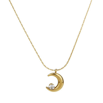 Crescent Moon Small Crescent Claw Diamond Moon necklace