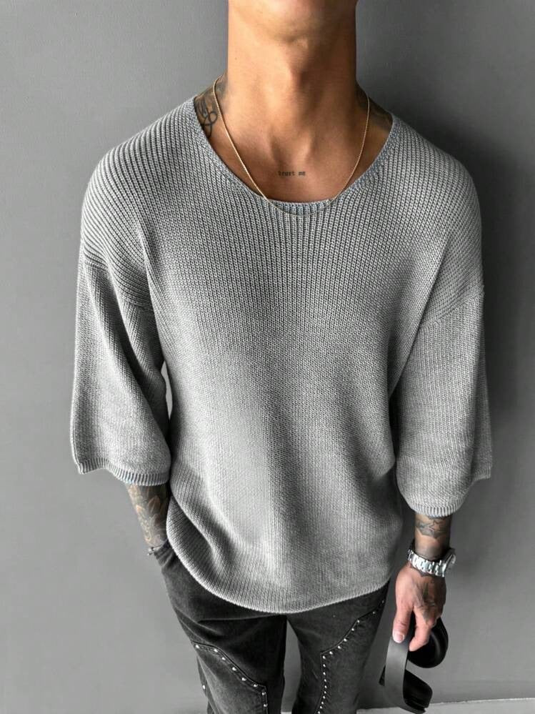 Crew-neck knit sweater