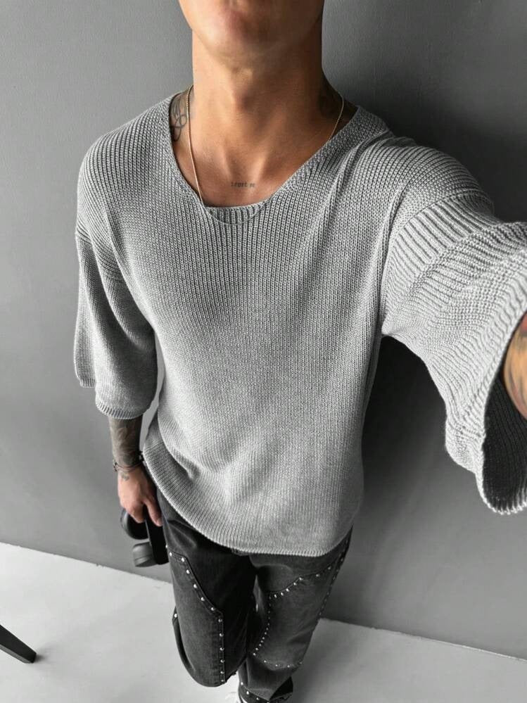 Crew-neck knit sweater