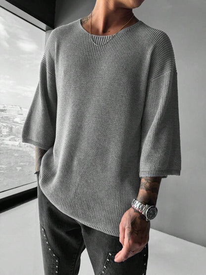Crew-neck knit sweater