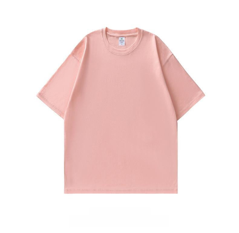 Crew neck solid color short-sleeved shirt
