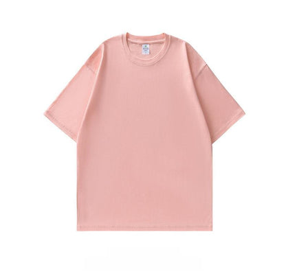 Crew neck solid color short-sleeved shirt