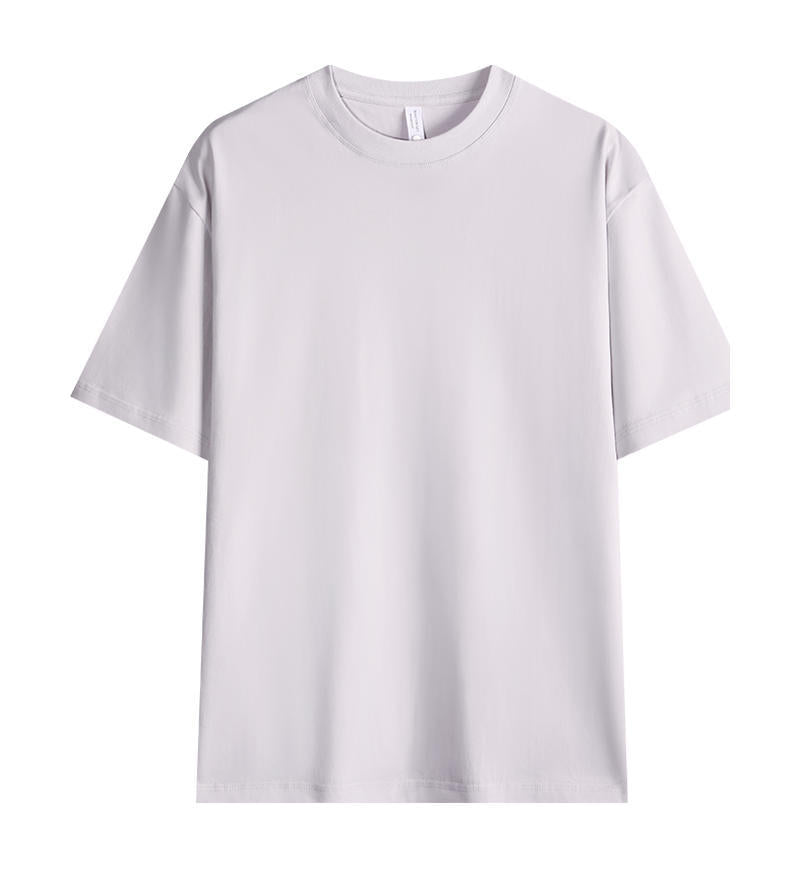 Crew neck solid color short-sleeved shirt