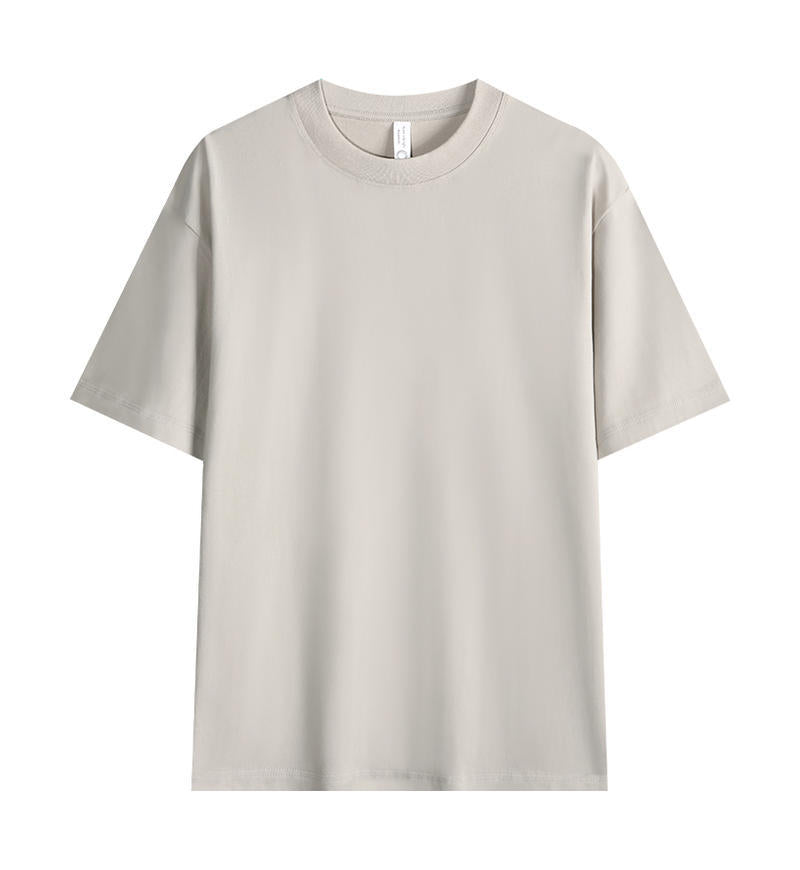 Crew neck solid color short-sleeved shirt