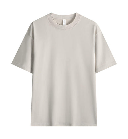 Crew neck solid color short-sleeved shirt