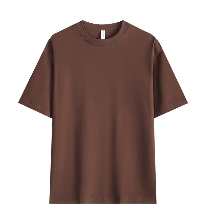 Crew neck solid color short-sleeved shirt