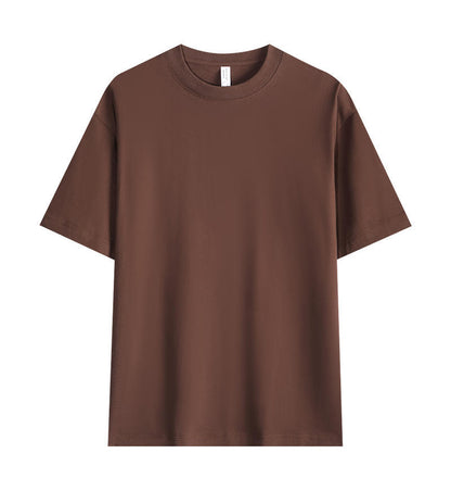Crew neck solid color short-sleeved shirt