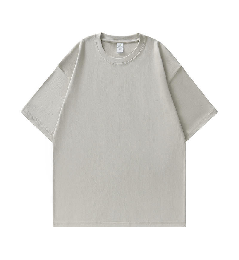Crew neck solid color short-sleeved shirt