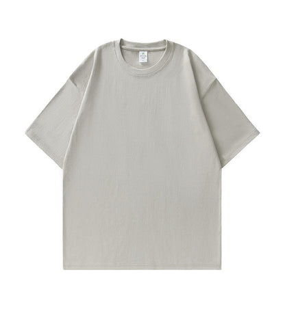 Crew neck solid color short-sleeved shirt