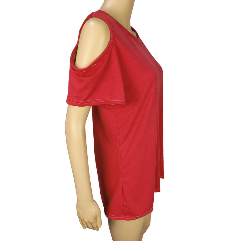 Crewneck Short-sleeved Shoulder Loose T-shirt