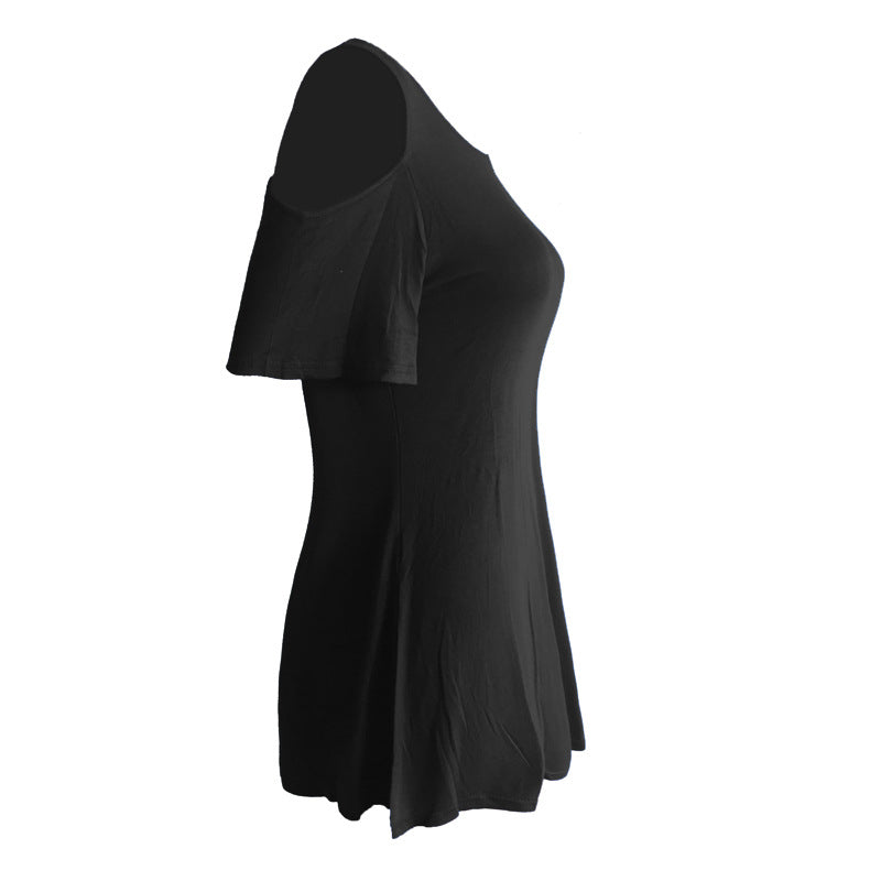 Crewneck Short-sleeved Shoulder Loose T-shirt