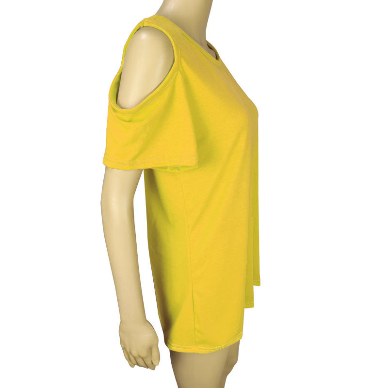 Crewneck Short-sleeved Shoulder Loose T-shirt