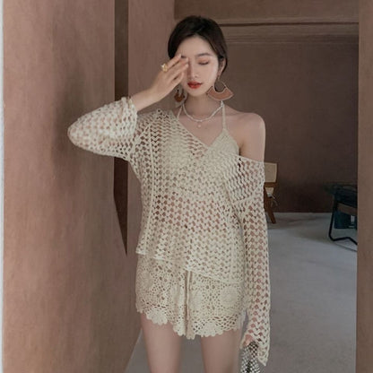 Crochet Lace Knit Cover-Up Set