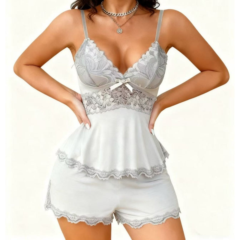 Crocheted milk silk sleeveless pajamas