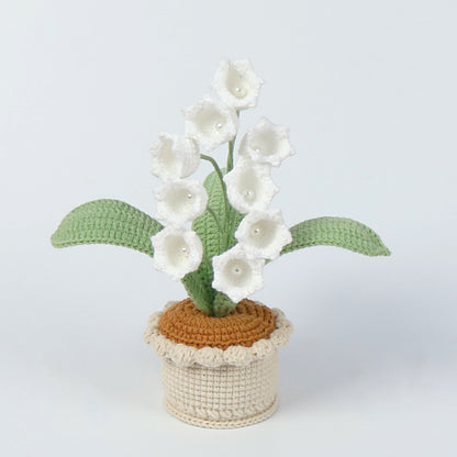 Crocheted realistic potted plants