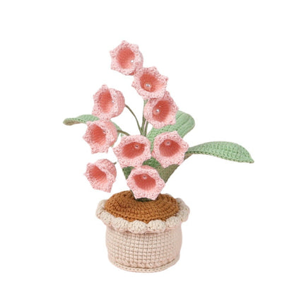 Crocheted realistic potted plants