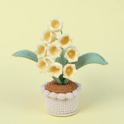 Crocheted realistic potted plants