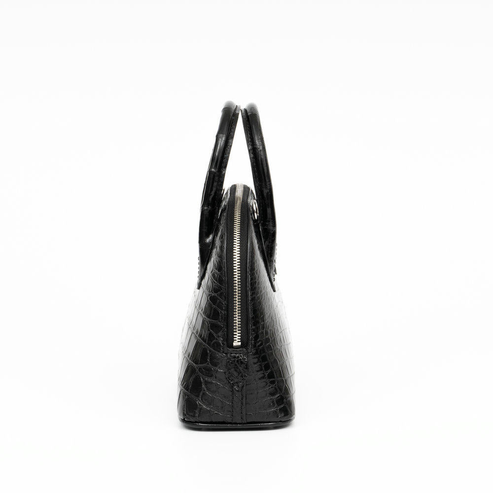 Crocodile Leather Shell Handbag