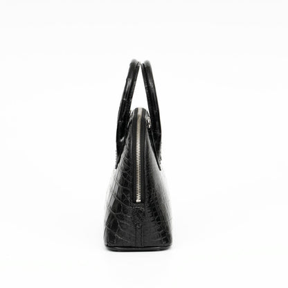 Crocodile Leather Shell Handbag