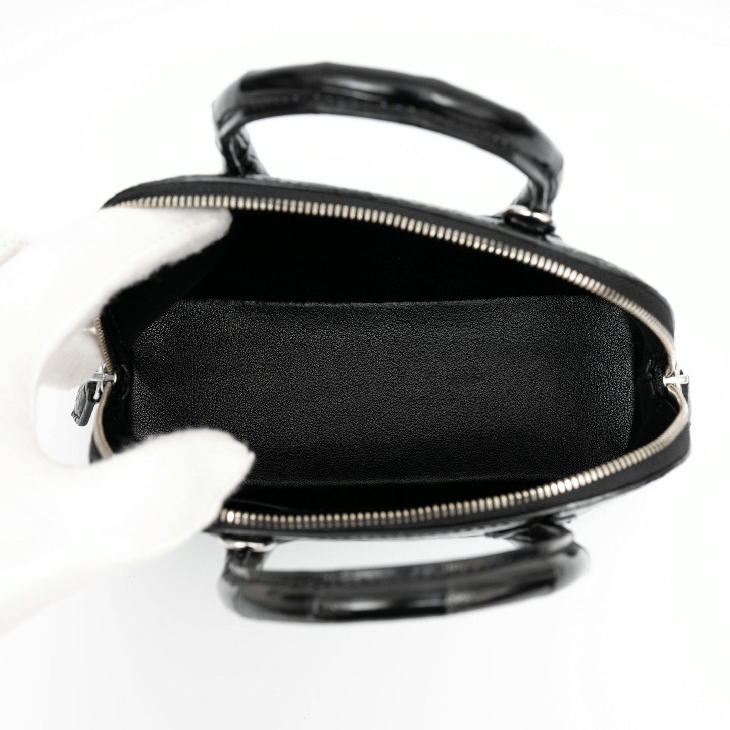 Crocodile Leather Shell Handbag