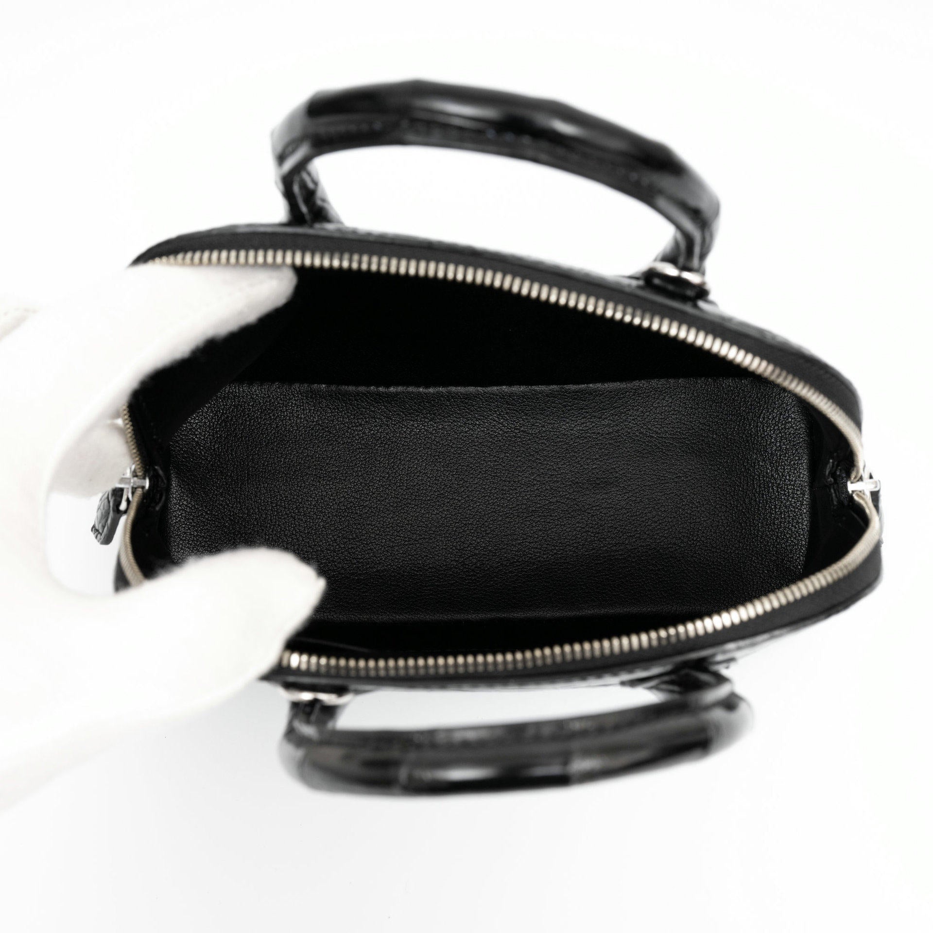 Crocodile Leather Shell Handbag