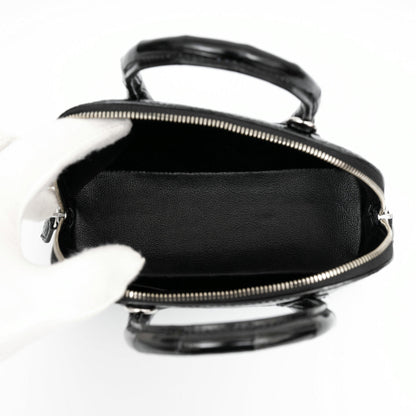 Crocodile Leather Shell Handbag