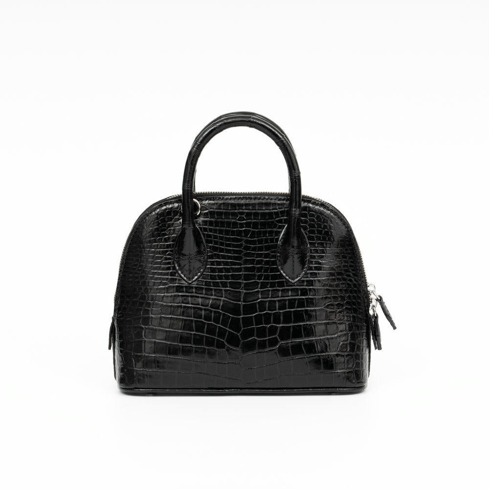 Crocodile Leather Shell Handbag