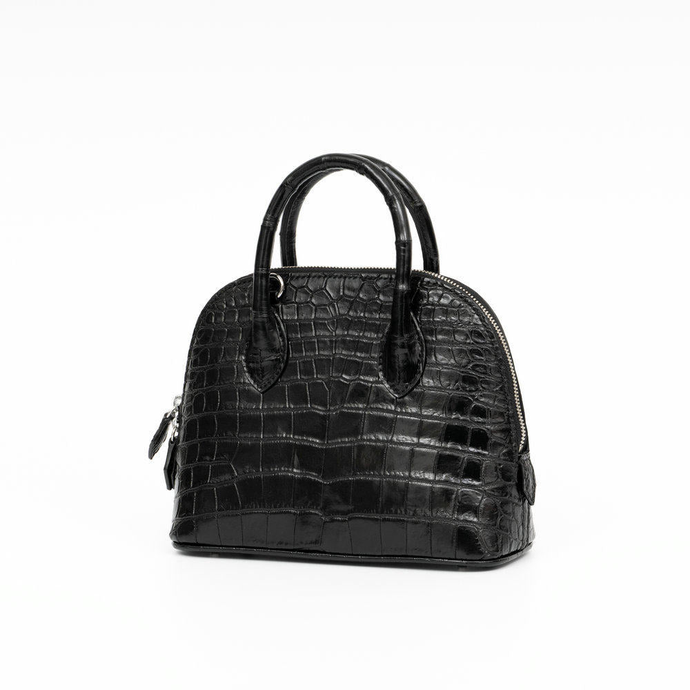 Crocodile Leather Shell Handbag