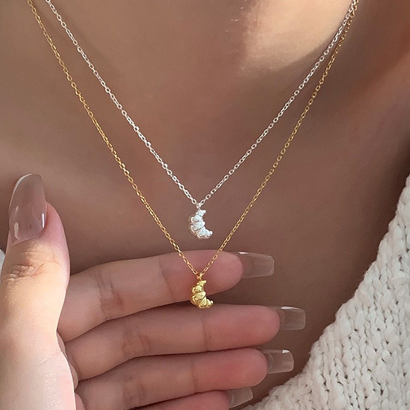 Croissant Bread Geometric Necklace