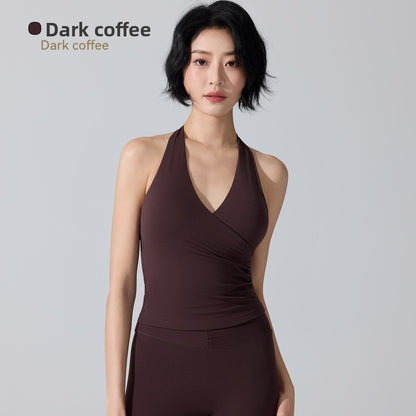 Cross Back Athletic Yoga Top with Removable Padding
