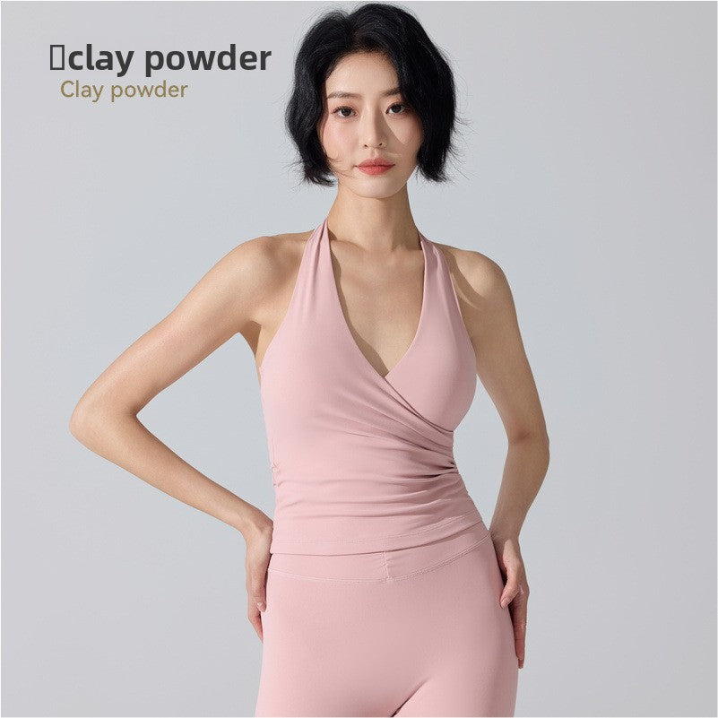 Cross Back Athletic Yoga Top with Removable Padding