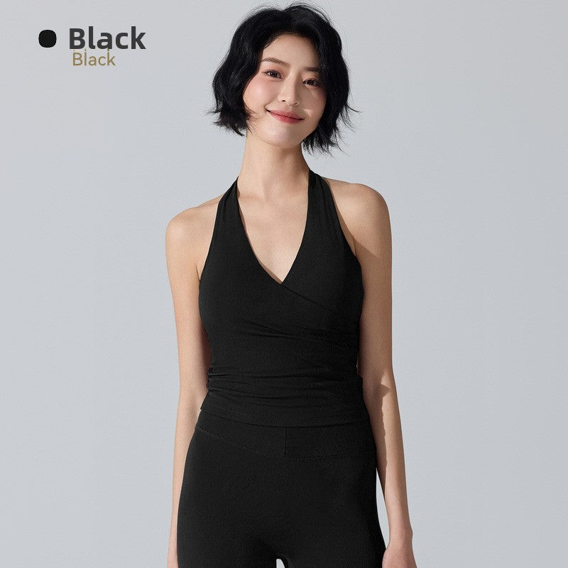 Cross Back Athletic Yoga Top with Removable Padding