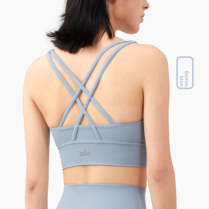 Cross-Back Sports Bra with Shockproof Support