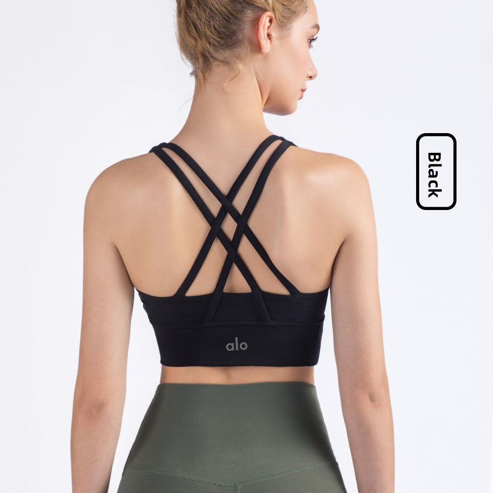 Cross-Back Sports Bra with Shockproof Support